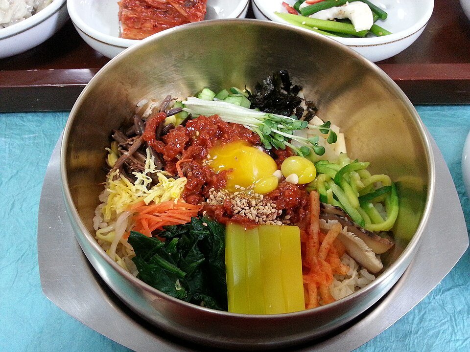 Colourful bibimbap served in Jeonju