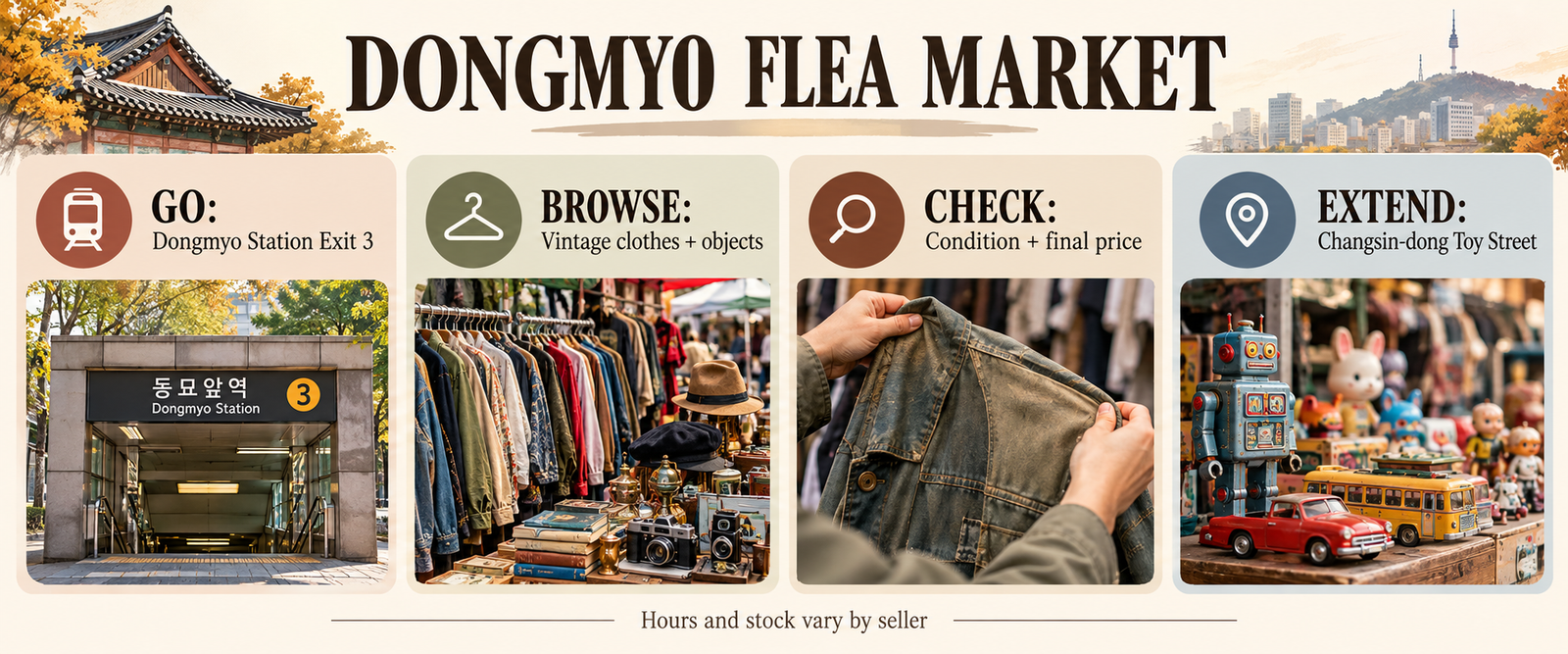 Illustrated Dongmyo flea market shopping checklist
