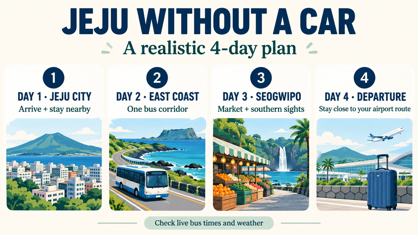 Illustrated four-day Jeju plan without a car